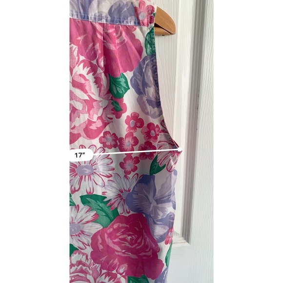 Floral Sleeveless Button Up Shirt Blouse Women's Pink Purple White - Picture 8 of 9
